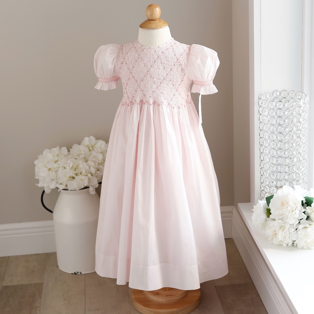 Strasburg Pink Smocked Dress size 4 Cotton Special Occasion New With Tags